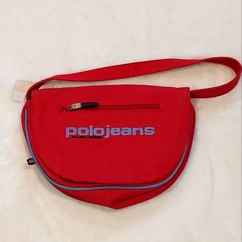 Brand new "Polo" red denim handbag